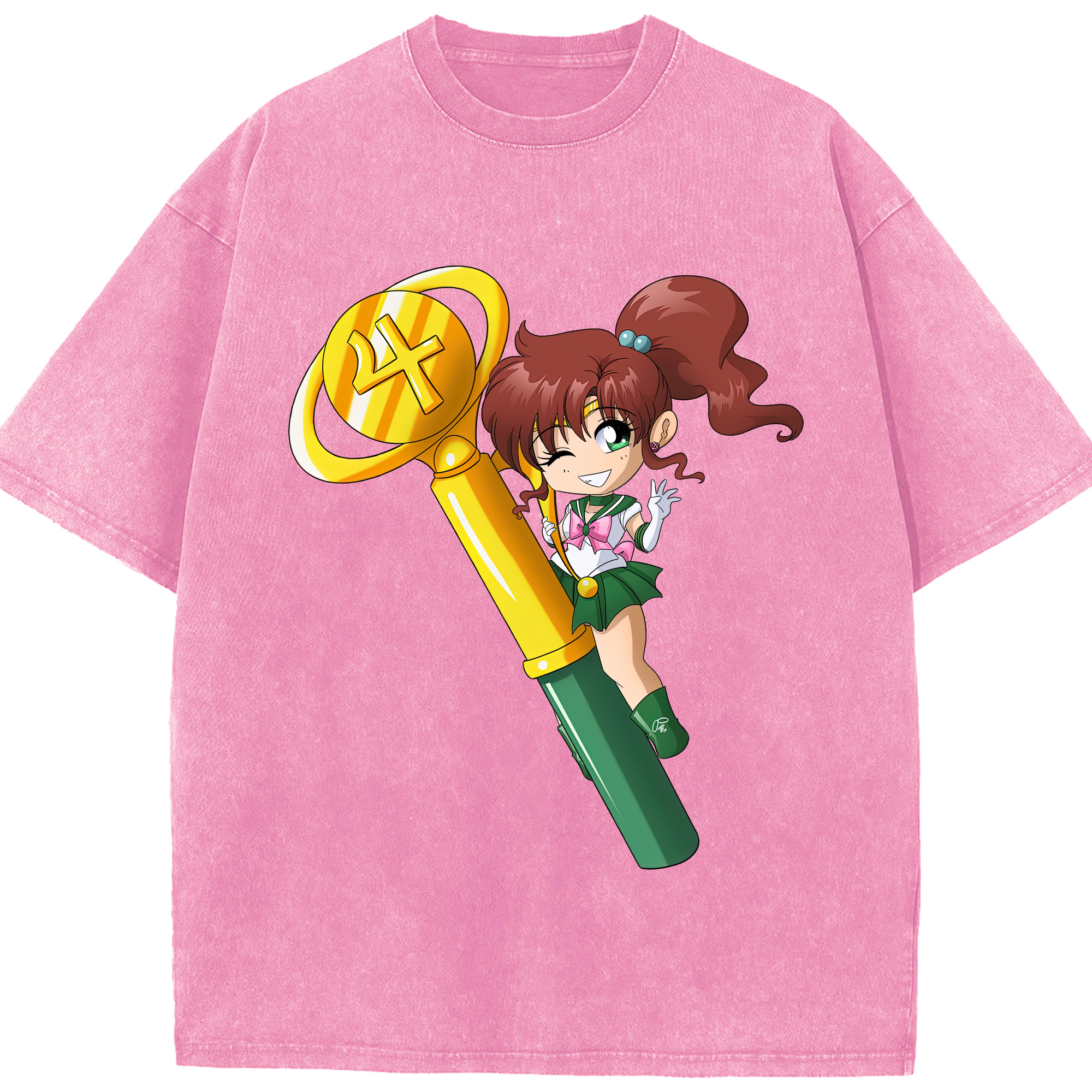 （画像用） 美少女戦士セーラームーン 木野 まこと きの まこと Sailor Moon Kino Makoto （セーラージュピター；Sailor Jupiter） 綿100% ヴィンテージ風 半袖Tシャツ（フロントプリント）